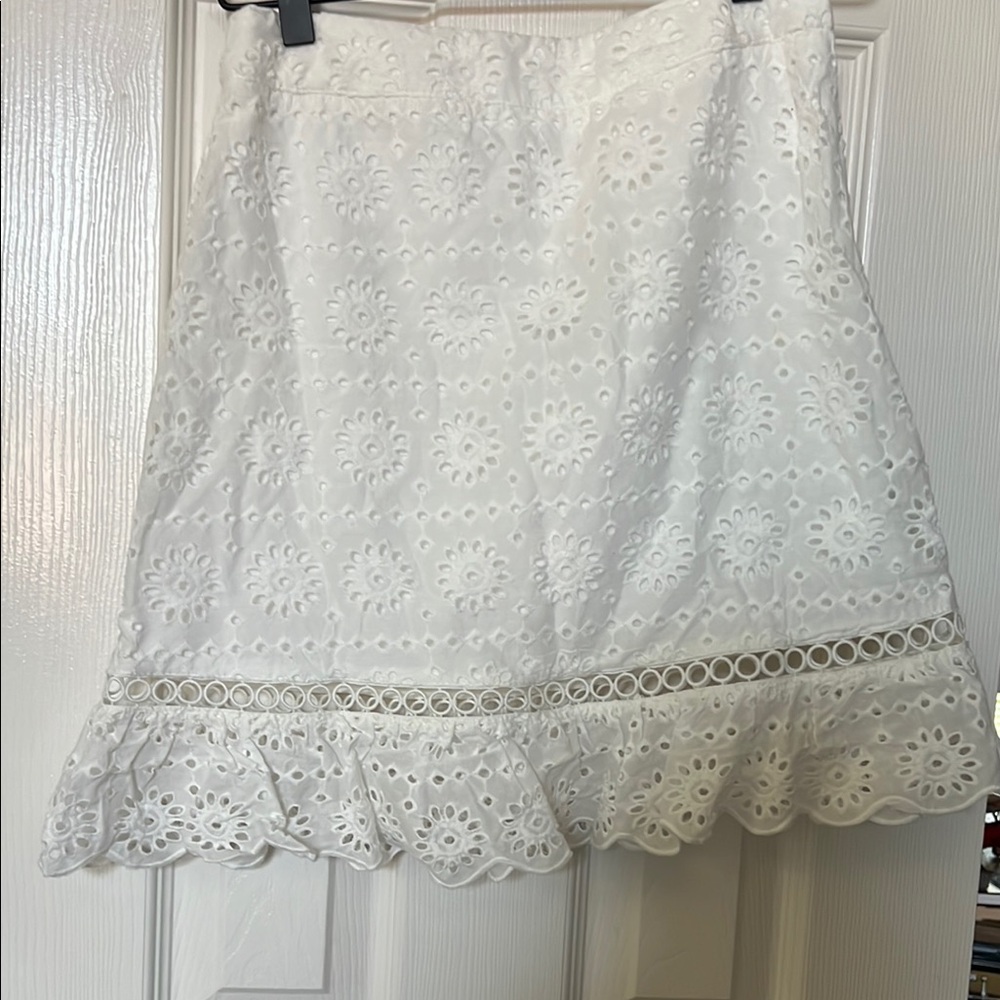 Storia Cream Eyelet Ruffle Mini Skirt